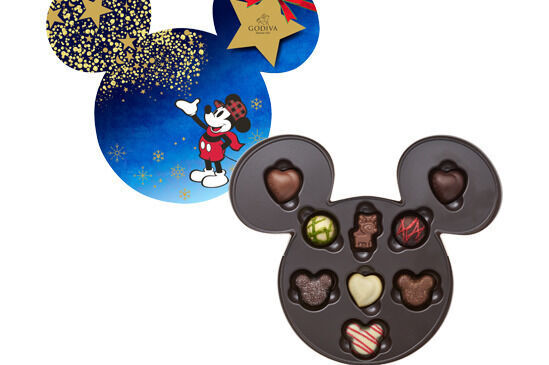 ゴディバ“ディズニー”ミッキーマウスの限定ショコラアソート、グリッター輝くミッキーアイコンチョコ