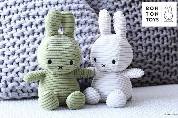 ボントントイズ「ミッフィー」ぬいぐるみにオリーブ＆グレーのコーデュロイ新作、ふわふわ素材のシリーズも