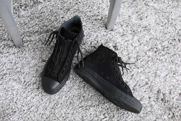 コンバース「オールスター アール」新作黒スニーカー、“ブーツ風”センタージップ×スエード素材