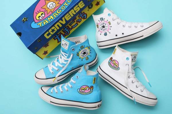 コンバース×たまごっち「オールスター」スニーカー、90年代フォント＆時計柄で彩るアンクルパッチ