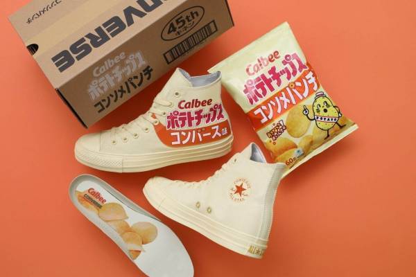 コンバース×カルビー「コンソメパンチ」のスニーカー、パッケージを表現＆インソールにポテチをプリント