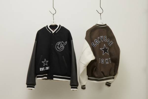 コンバース トウキョウ×スクーカムの牛革ジャンパー、“C”刺繍やロゴなどコンバース要素を配して