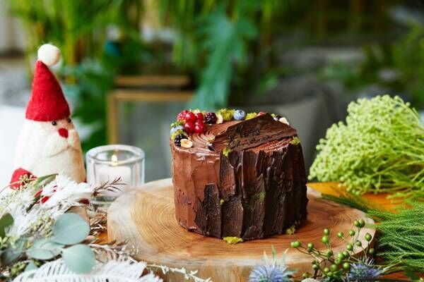 東京エディション虎ノ門23年クリスマスケーキ、ラズベリーなどを配した“丸太”チョコケーキ