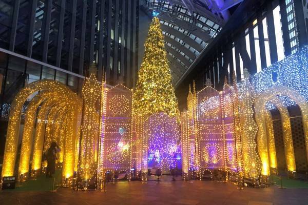 新宿住友ビル・三角広場“散策を楽しむ”イルミネーション、クリスマスツリーを中心に光×音の幻想的空間