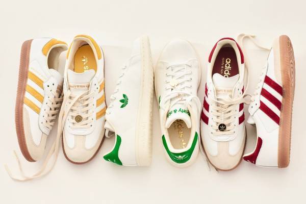アディダス オリジナルス×スポーティ＆リッチのスニーカー、レトロカラーのラインやトレフォイルロゴ入り