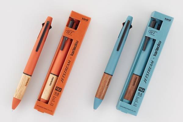 カリモク家具“木製グリップ”多機能ペン、三菱鉛筆「ジェットストリーム」とコラボで