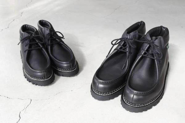 パラブーツ×ナナミカ新作“チャッカブーツ”タイプのレザーシューズ、オールブラックの厚底仕様