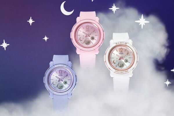 BABY-G“冬の夜空”テーマの新作腕時計、月＆星入りグラデーション文字板