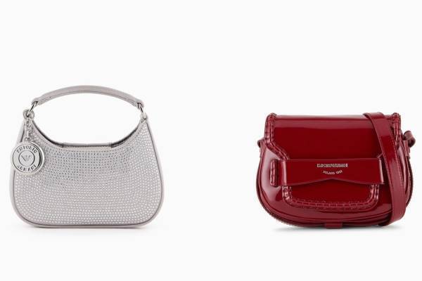 エンポリオ アルマーニの23年クリスマス、“ラインストーン輝く”ミニバッグ＆ブラックのテックケース