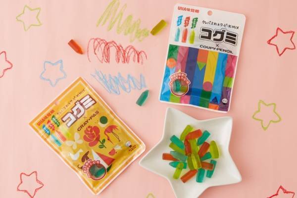 ローソン×サクラクレパス「クレパス」「クーピーペンシル」モチーフのグミ、いちごやマスカット味