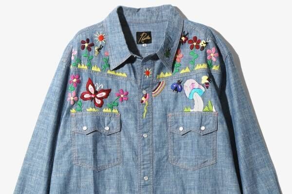 ニードルズ24年春夏ウェア、“蝶や花々”の刺繍シャツ＆カラフルなフリンジ付きトラックジャケット