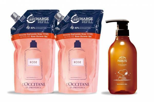 ロクシタン×「スヌーピー」限定ボディケア、スヌーピーの“詰め替えボトル付き”シャワージェルなど