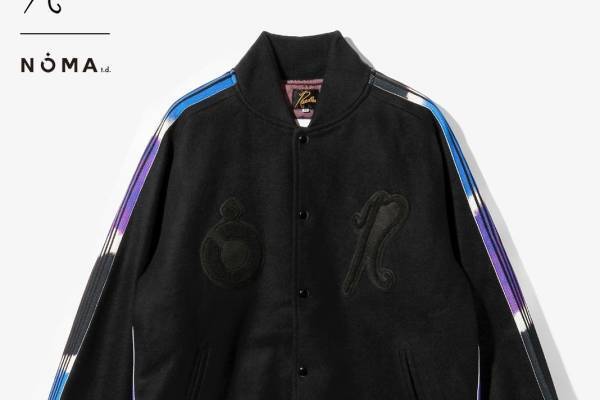 ニードルズ×ノーマ ティーディー、ムラ染め風サイドテープのスタジャン＆トラックパンツ