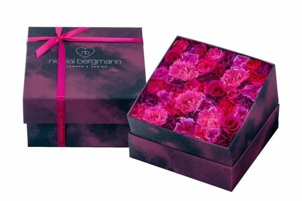 ニコライ バーグマン“バレンタイン&amp;ホワイトデー”限定フラワーボックス、パープルピンクの花々