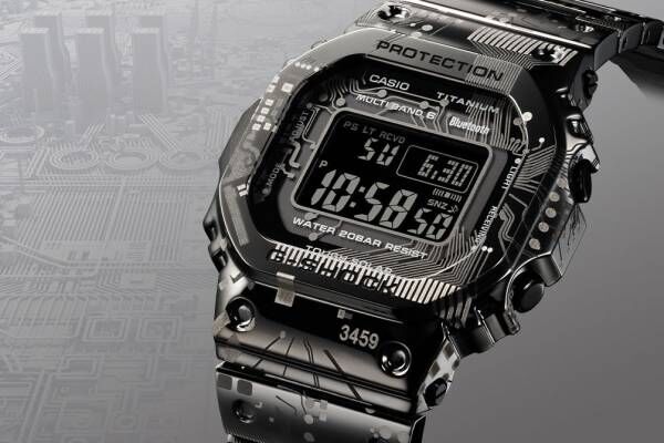 “フルメタル”G-SHOCK腕時計「GMW-B5000」新作、全体にサーキット柄を刻印