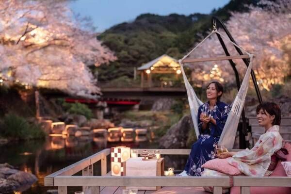 星野リゾートの温泉旅館「界 長門」浴衣で楽しめる“夜桜”イベント、桜イメージのスイーツも