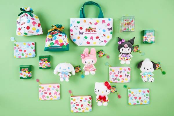 「サクマドロップス」×サンリオ、“クロミやハローキティが隠れる”パッケージ風ポーチなど