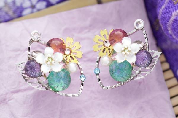 ジュエリー京都“ピアスのようなイヤリング”「ぴあり」源氏物語・幼少期の紫の上をイメージ