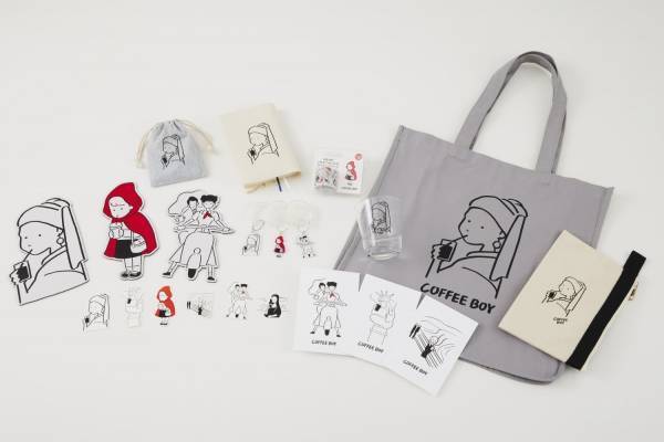 “コーヒーを飲む”真珠の耳飾りの少女のポーチなど限定グッズ、ツタヤ×「コーヒーボーイ」第2弾