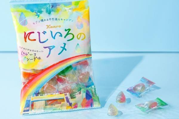 カンロの“虹色”しずくキャンディ「にじいろのアメ」1粒ごとに味が異なるソーダ味、絵画風新パッケージで