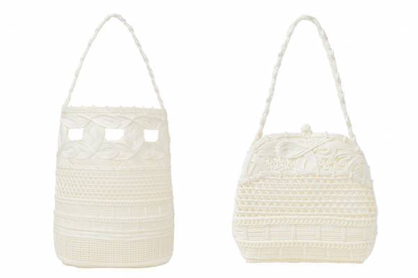 マメ クロゴウチ“花籠”着想のコード刺繍バッグにホワイトカラー、ドーバー銀座限定で