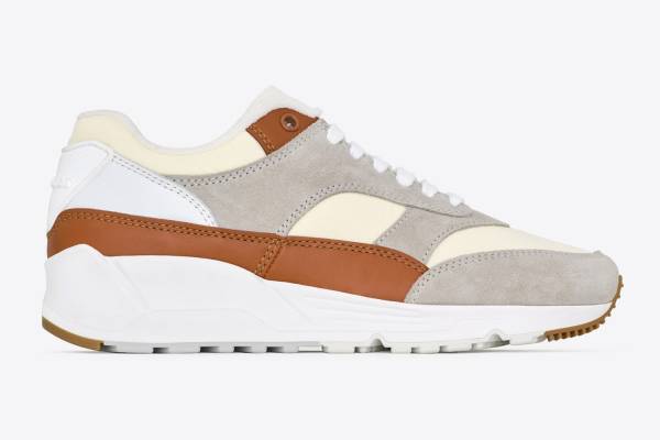 サンローラン「バンプ スニーカー」異素材ミックスの24年春夏、新色ブラウン×オフホワイトなど