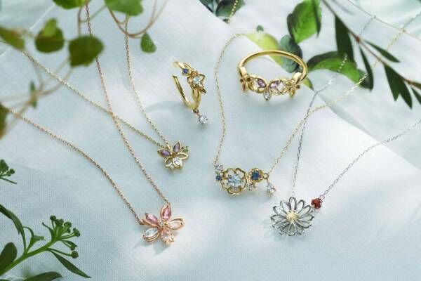 オデュース4℃春ジュエリー、ローズクォーツの桜舞うネックレス 