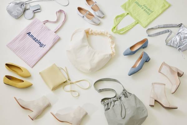 GU“ギャザーハンドル”のナイロンバッグ＆メッセージ入りトート、ハートネックレスなどアクセサリーも