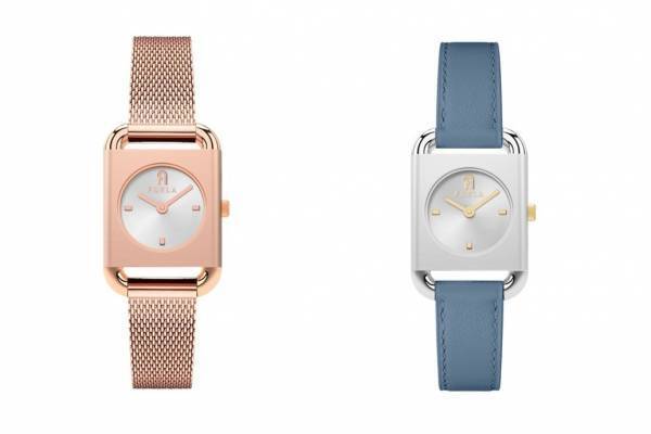 フルラのスクエア型ウィメンズ腕時計、ゴールドメッシュベルト＆イタリア産レザーベルトの2モデル