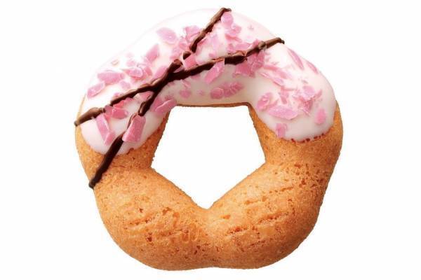 ミスタードーナツ「桜もちっとドーナツ」舞い桜やつぼみなど、桜風味のフレークチョコ＆きなこで表現
