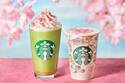 スターバックス「花見抹茶 クリーム フラペチーノ」白あんこ風味ソース＆舞い散る桜イメージのトッピング
