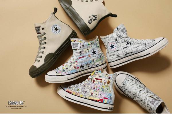 コンバース×『ピーナッツ』のコラボスニーカー、スヌーピーのコミック柄「オールスター アール」