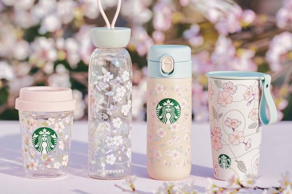 スターバックス24年春「桜」グッズ、パステルカラーで桜を描いたステンレスタンブラーや耐熱マグカップ