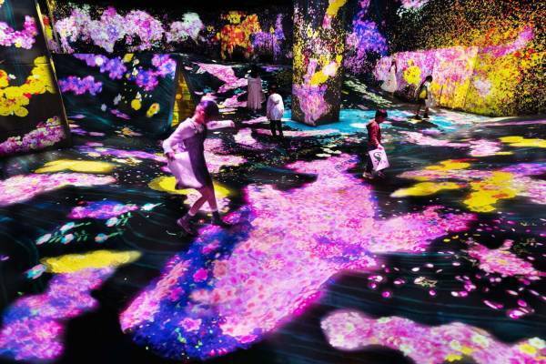 「チームラボフォレスト 福岡」デジタルアートが春仕様に、“歩くと桜が散る”展示など