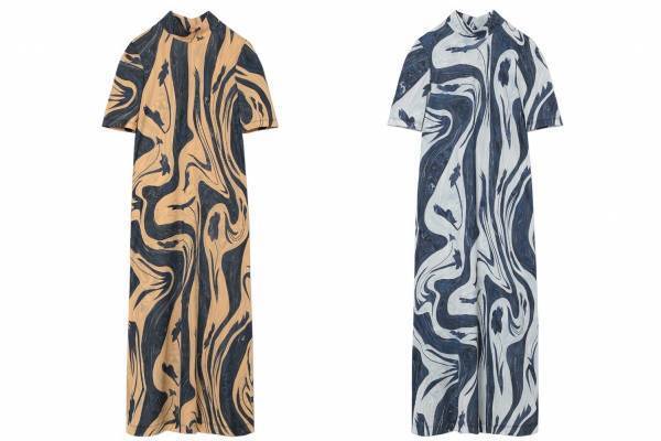 マメ クロゴウチ“陶磁器の模様”に着想したマーブル柄ドレス、伊勢丹新宿店＆直営店限定カラーで