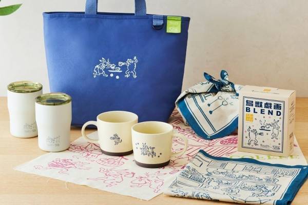 タリーズコーヒー×かまわぬ「鳥獣戯画」古代のタリーズを描いた手ぬぐいや美濃焼のマグなど新作