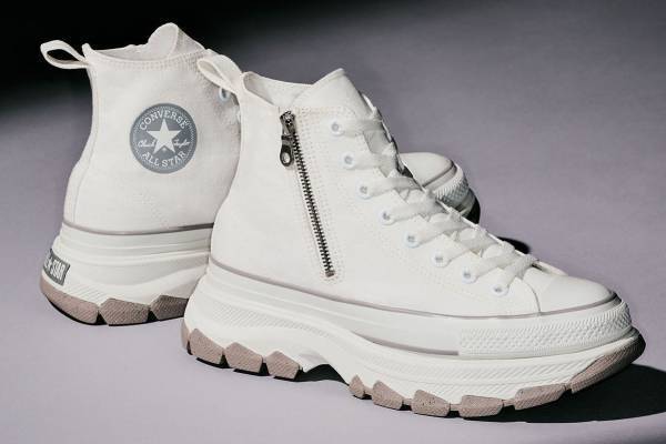 コンバース「オールスター」24年春夏の新作白スニーカー、サイドジッパー×厚底ソール