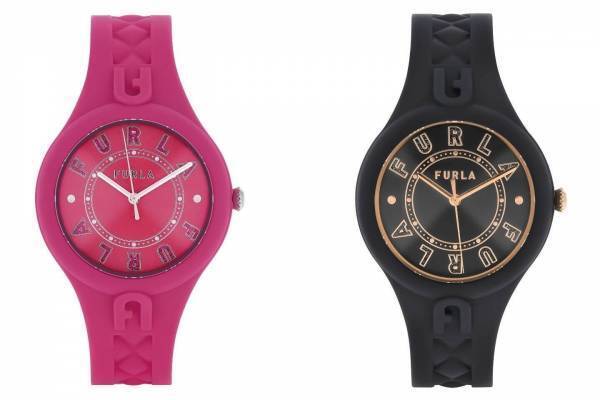 フルラのウィメンズ腕時計「フルラ ファン」柔らかなラバーベルト×ラメ配した文字盤インデックス