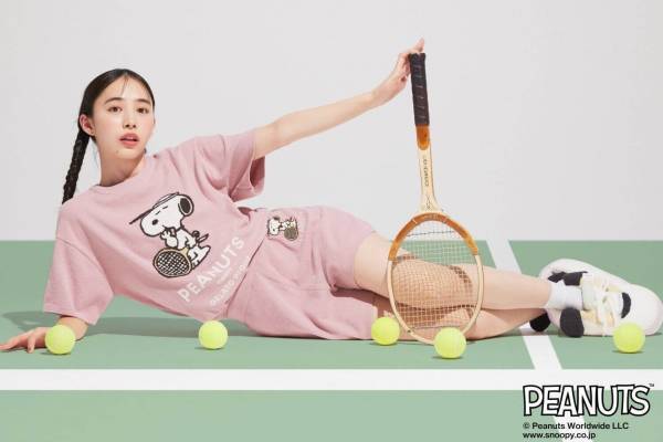ジェラート ピケ「ピーナッツ」コラボルームウェア、スポーツをするスヌーピーが主役のTシャツ＆パンツ