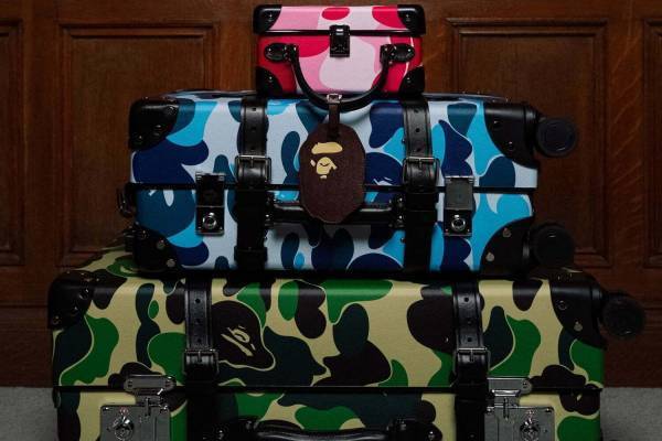 ア ベイシング エイプ×グローブ・トロッター、カモ柄キャリーケースやスクエアバッグなど全3種