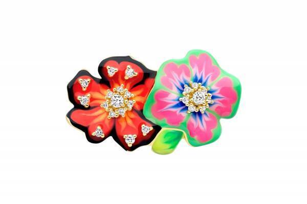 ディオール“庭園の花”着想のファイン ジュエリー、ラッカー仕上げのフラワーモチーフ＆ダイヤモンド