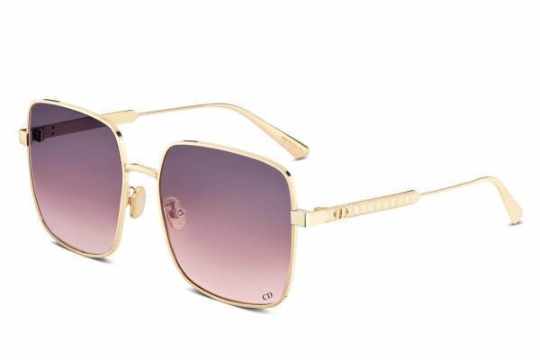 ディオール「カナージュ」モチーフのサングラス、格子柄刻んだゴールドメタルテンプル×カラーレンズ