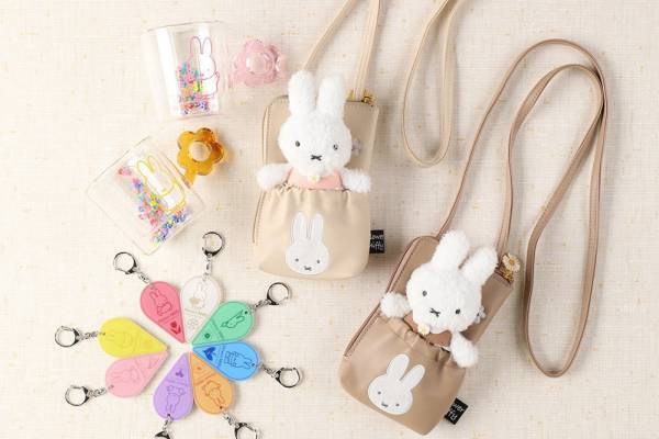 フラワーミッフィー24年春グッズ、“花々動く”ウォールグラスやほわほわぬいぐるみ×ブーケ