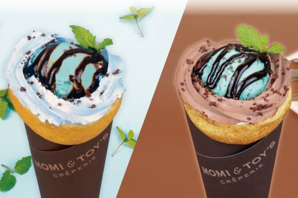 モミアンドトイズの限定チョコミントクレープ、ミントホイップ×チョコミントアイスの爽やかな味わい