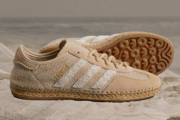 アディダス オリジナルスとクロット“エスパドリーユ”「ガゼル」スニーカー、ビーズの3本線を配して