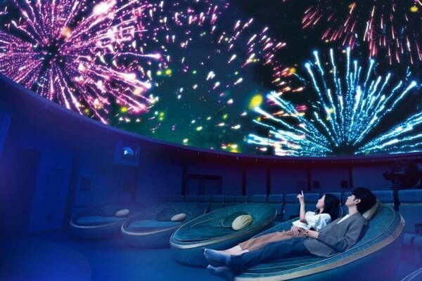 「花火ウェルカムドーム」“撮影OK”夜空打ち上がる大輪花火の映像、コニカミノルタプラネタリウム5館で