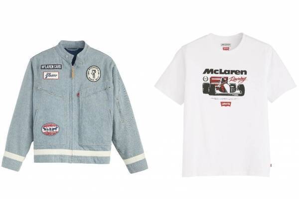 リーバイス×マクラーレン・レーシング、刺繍ロゴやワッペン配したジャケット＆「501」ジーンズ