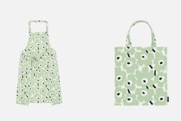 マリメッコ“アイスグリーン”のホームグッズ、「ウニッコ」柄のバスマット＆エプロンなど