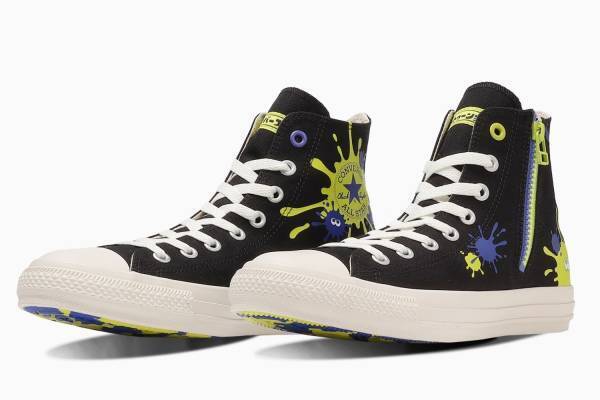 コンバース×スプラトゥーン3の「オールスター」スニーカー、飛び散る2色インク＆こっそり潜るイカなど