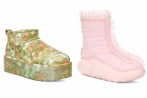 UGG“フラワープリント”厚底ブーツ＆シアーフリル付きシューズ、コリーナ ストラーダとコラボ